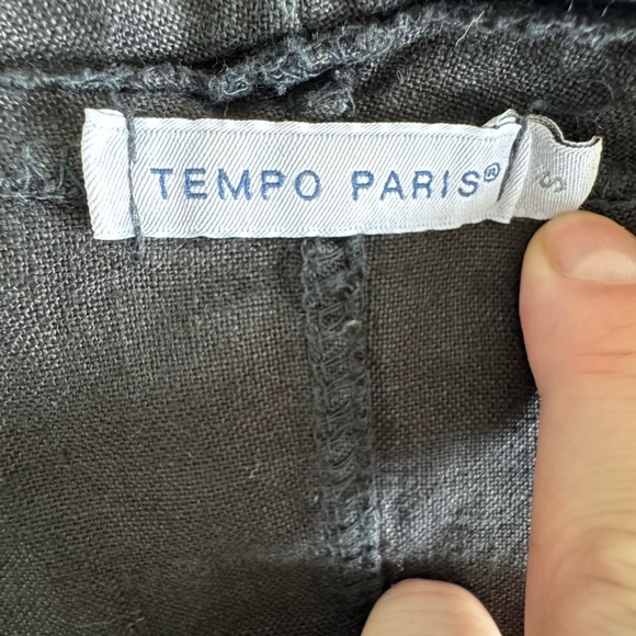 Tempo Paris Women Black 100% Linen Open Front Jacket Boho Avant Garde  Artsy S - Picture 4 of 7